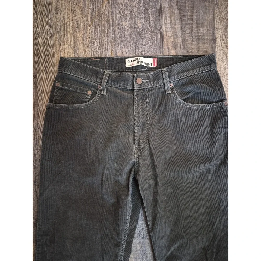 Levi's 559 Corduroy Trouser Pants Grey Cotton Relaxed Fit Straight Leg 33W x 34L